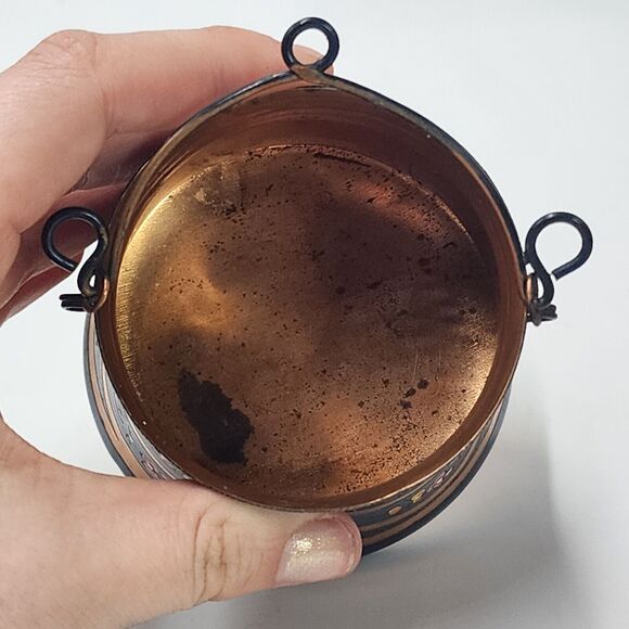 Vintage Handpainted Decorative Copper Bucket Pale Cauldron Rustic Primitive - Picture 5 of 6